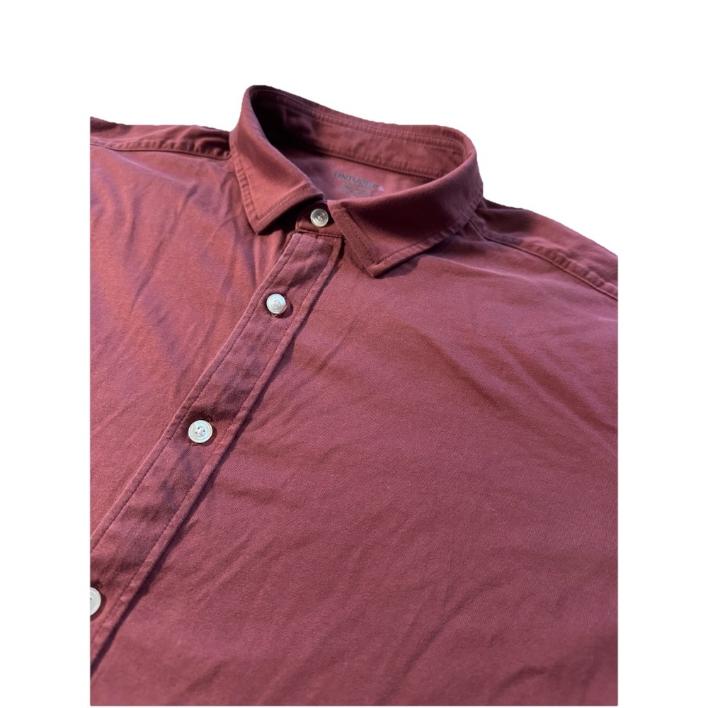 Untuckit Luxe Tee Maroon Button Down Long Sleeve Shirt Mens‎ Sz XXL Reg Tall